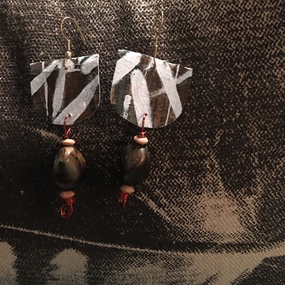 AMELIA PASTICHE DESIGN butterfly upcycled art earrings handmade - Picture 3 of 3